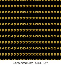 Geometric black and gold seamless pattern