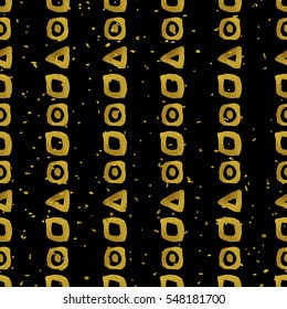 Geometric black and gold seamless pattern