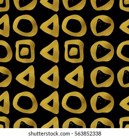 Geometric black and gold seamless pattern