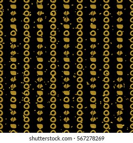 Geometric black and gold seamless pattern