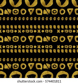Geometric black and gold seamless pattern