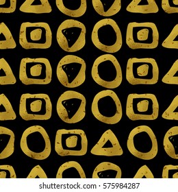 Geometric black and gold seamless pattern