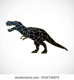 Geometric black and gold T-Rex in low poly style