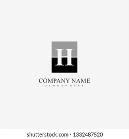 geometric black and gray square color with H logo letter design concept