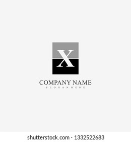 geometric black and gray square color with X logo letter design concept