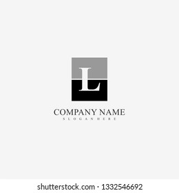 geometric black and gray square color with L logo letter design concept