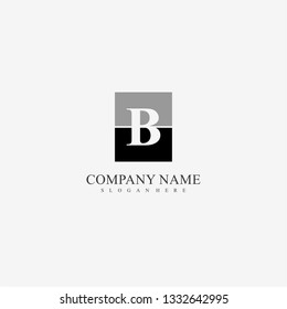 geometric black and gray square color with B logo letter design concept