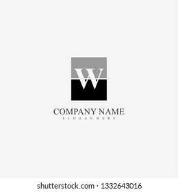 geometric black and gray square color with W logo letter design concept