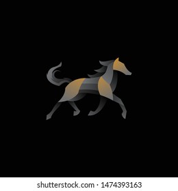 geometric black horse logo. modern icon, template design