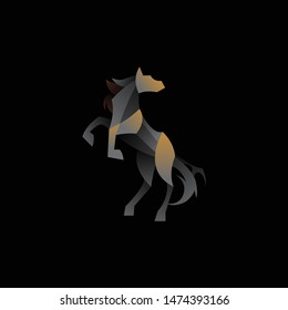 geometric black horse logo. modern icon, template design