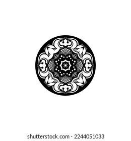 Plantilla de vector de mandala negra geométrica con fondo blanco