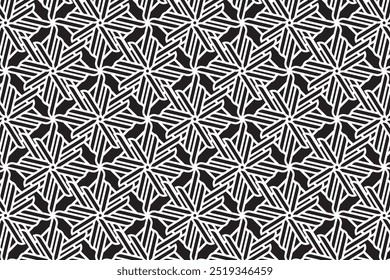 Geometric black pattern, vector floral background