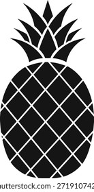 Ícone de fruta de abacaxi preto geométrico com pele texturizada isolada no branco