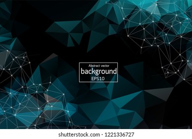 Geometric Black Polygonal background molecule and communication. Connected lines with dots. Minimalism chaotic illustration background. Concept of the science, chemistry, medicine, technology.