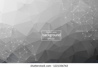 Geometric Black Polygonal background molecule and communication. Connected lines with dots. Minimalism chaotic illustration background. Concept of the science, chemistry, medicine, technology.