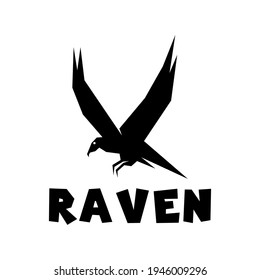 geometric black raven bird logo vector template