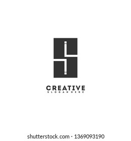 geometric black rectangle II logo letters design monogram concept