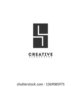 geometric black rectangle LL logo letters design monogram concept