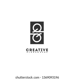 geometric black rectangle QQ logo letters design monogram concept
