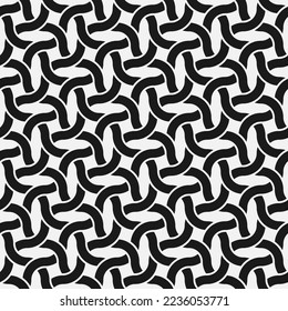 Geometric black ribbon seamless pattern. Vector illustration