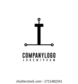 Geometrisches, einfaches T-Logo-Design-Konzept, einzeln auf weißem Hintergrund.
