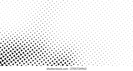 Triángulos negros geométricos que forman un patrón abstracto con un efecto de degradado sobre un fondo blanco. diseño de elementos creativos