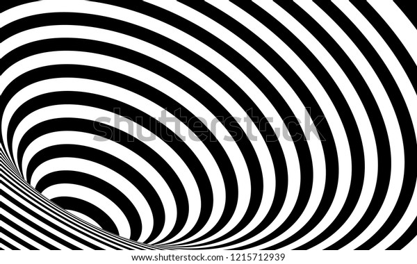 Geometric Black White Abstract Hypnotic Wormhole Stock Vector (Royalty ...