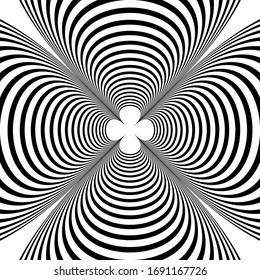 geometric black and white abstract tunnel. Optical Illusion.