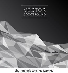Geometric Black and White Abstract Vector Background for Use in Design. Modern Polygon Texture with Text.
