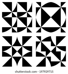 Geometric black and white background.