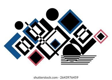 Geometric black and white background.