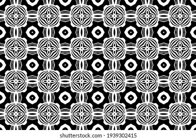Geometric black and white background. Abstract ethnic motive in the style of the peoples of Africa, Mexico. Template for presentations, coloring books, wallpapers.
