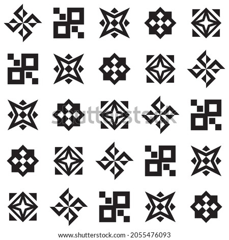Geometric black and white background with abstract simbols, sings. Seamless pattern, ornament for paper, textile, fabric, wrapping paper, package