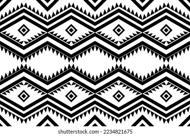 Geometric black and white ethnic pattern traditional Design for background,carpet,wallpaper,clothing,wrapping,fabric,Vector illustration.embroidery style.