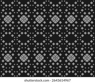 geometric Black white ethnic pattern Seamless pixel thai art pattern suitable for fabric printing work. 