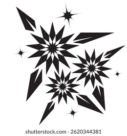 Geometric Black White Floral Pattern Monochrome Abstract Flower Design Petals Botanical Art Grayscale Geometric Blooms Seamless Repeat Modern Floral Motifs