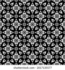Geometric black and white floral seamless pattern