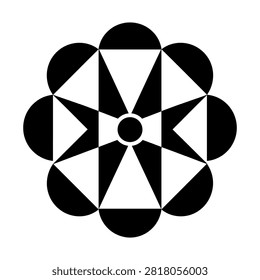 Geometric black and white flower pattern design
