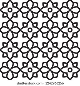 Geometric black and white folk floral ornamental motif. Minimal allover vector illustration for interior, wallpaper, fabric, textile, phone case. Modern bold line doodle design. Simple graphic print.