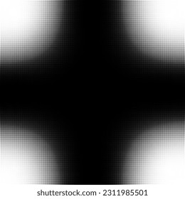 Geometric black and white halftone background. Curved gradient pattern. Visualization of big data. Broken screen virus. Vector illustration.
