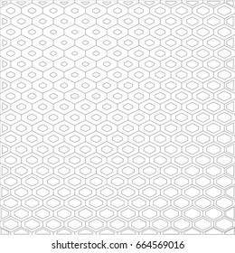 Geometric black and white ornament generated by random hexagons
