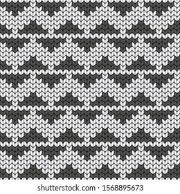 Geometric black and white pattern. Imitation knitting or embroidery. Seamless background. Jacquard.