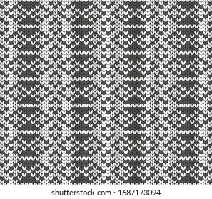 Geometric black and white pattern. Imitation knitting, embroidery. Seamless background. Jacquard.