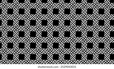 Geometric Black and White Pattern, Seamless Abstract Design for Tile, Wallpapers, Textiles, Wrapping Paper, Digital Backgrounds,
 and Graphic Design Projects