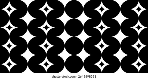 Geometric black and white pattern with sharp angular forms and optical symmetry, great for fashion prints, interior decor, or bold modern branding