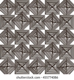 Geometric black and white pattern of squares superposed on one another