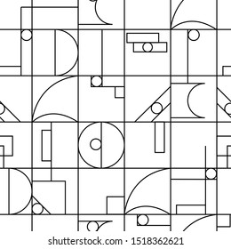 Geometric black and white seamless pattern. An ordered diagram of black lines on a white background. Endless ornament for wallpaper of fabric, tile, paper.