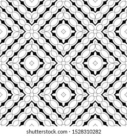Geometric black white seamless pattern. Vector hand drawn abstract ornamental background.