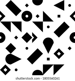 Geometric, black and white, seamless pattern. Suitable for corporate identity, packaging, web design. Minimalistic, strict, laconic.