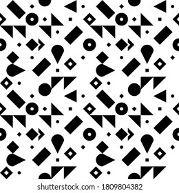Patrón geométrico, negro y blanco, sin costuras. Adecuado para identidad corporativa, embalaje, diseño web. Minimalista, estricta, lacónica.